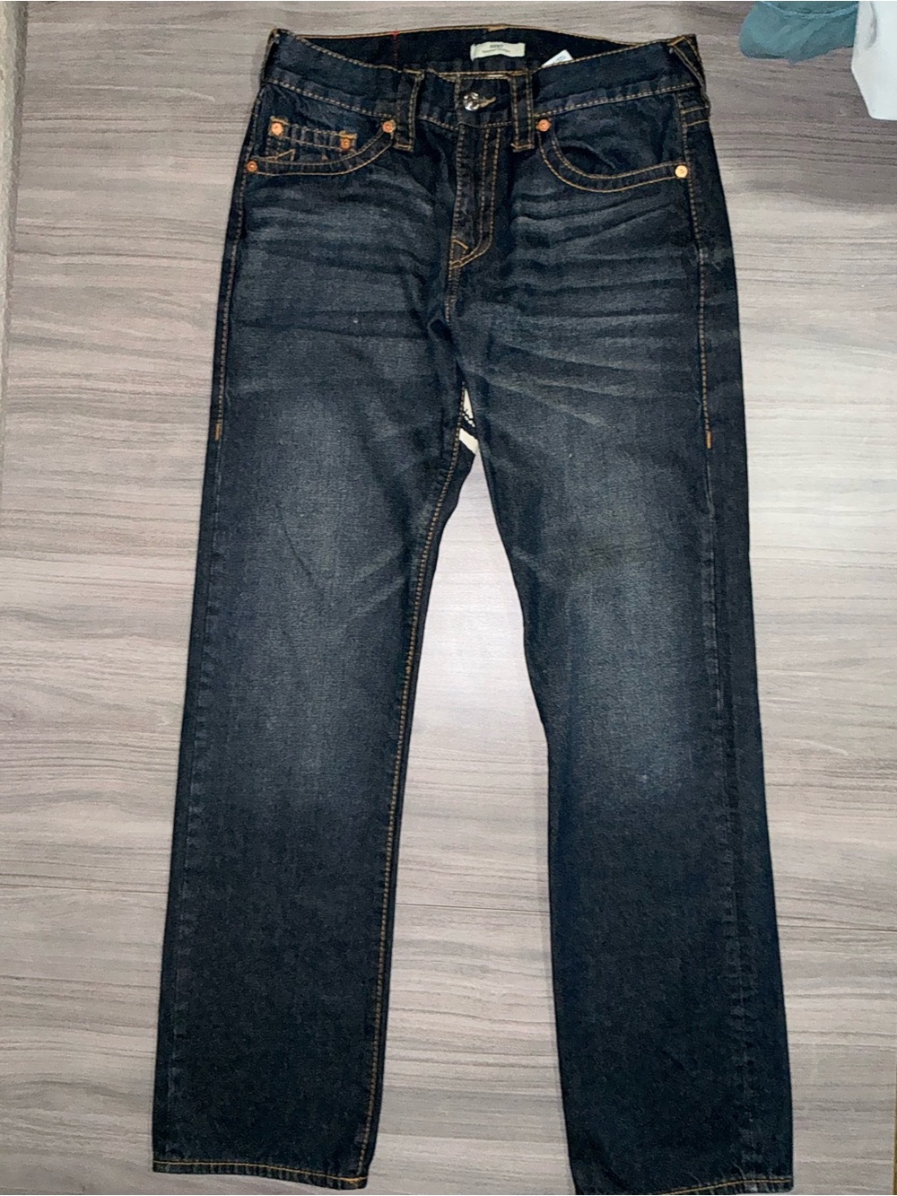 True Religion Ricky Painted Horseshoe Straight Jeans Dark Wash Men's Size 33x32